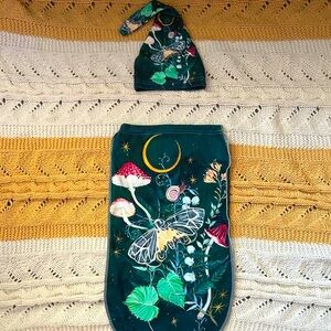 Baby Mushroom/Woodland themed swaddle & hat.